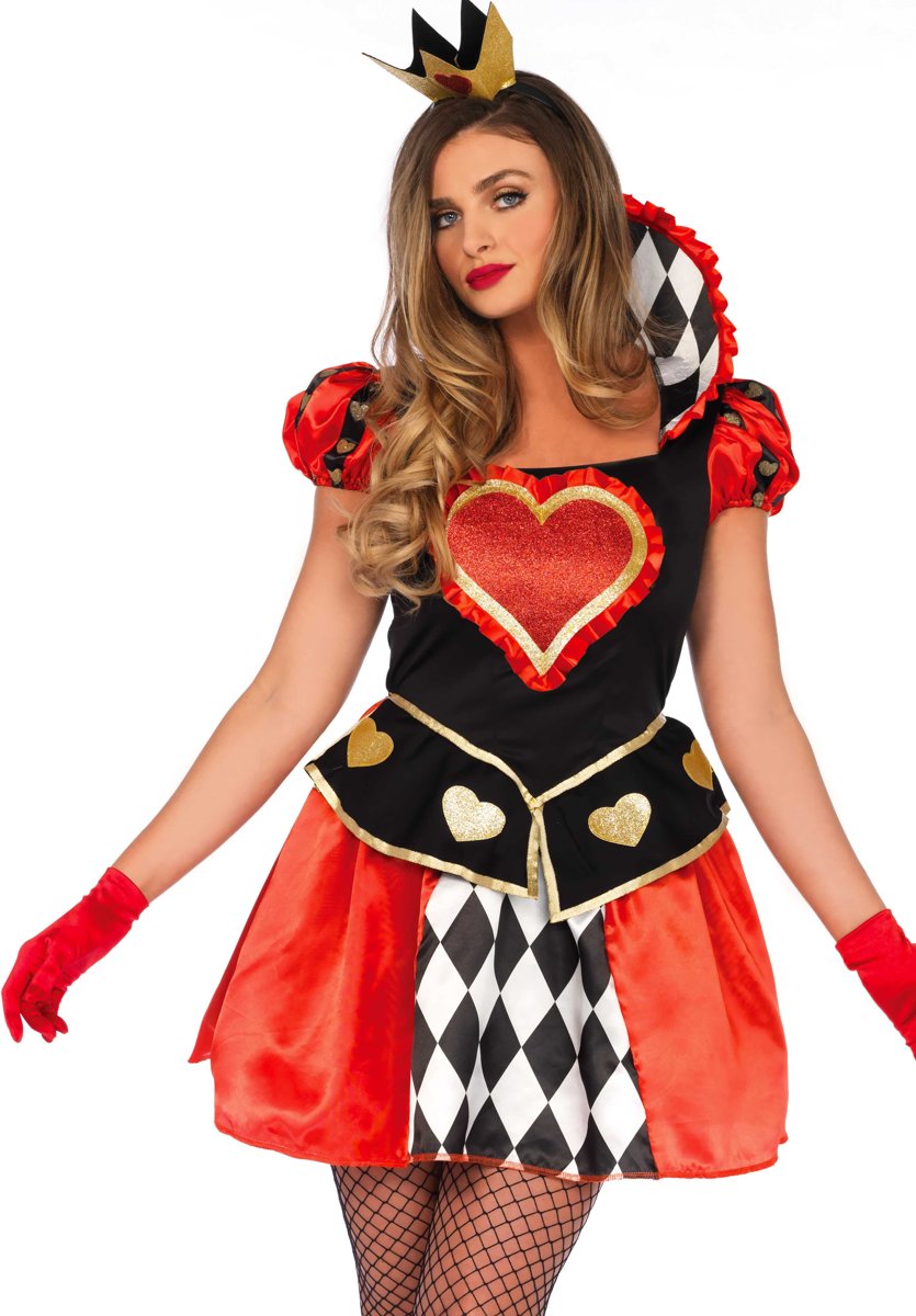 Casino Kostuum | Koningin Met Een Groot Hart | Vrouw | Medium | Carnaval kostuum | Verkleedkleding